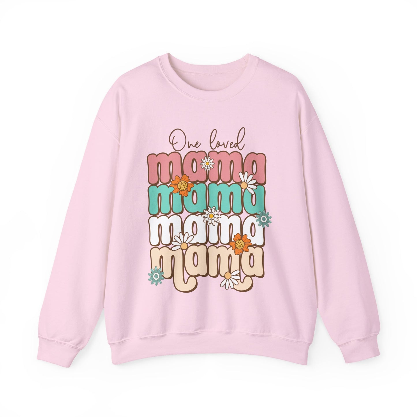 🌼💖 One Loved Mama Sweatshirt – Retro Floral Motherhood Crewneck