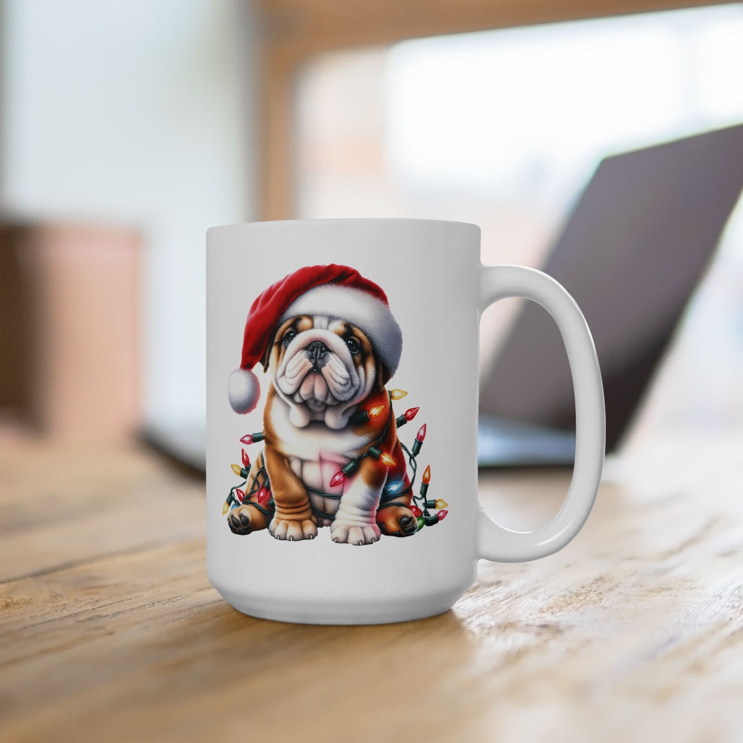 🎅 English Bulldog Christmas Lights Mug – Grumpy Pup, Jolly Spirit! 🐾☕