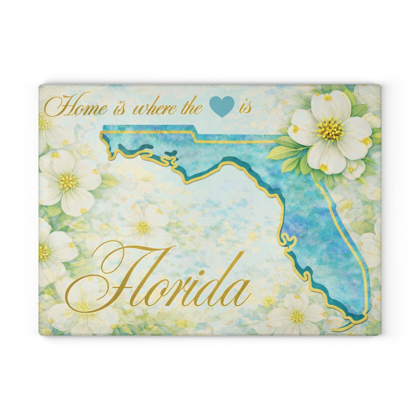 Florida State Flower Glass Cutting Board – Home Is Where the Heart Is Florida Kitchen Decor