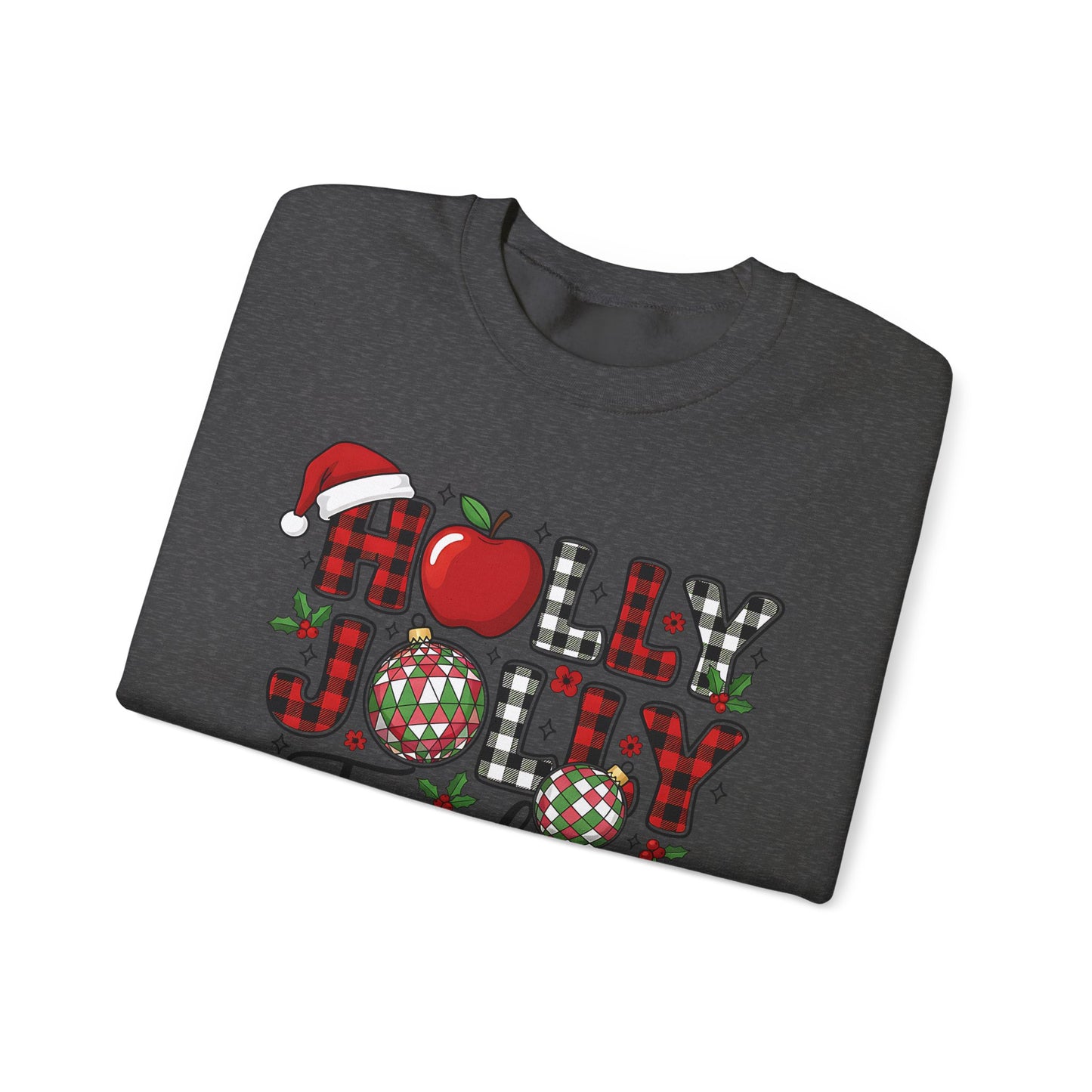 🍎✨ Holly Jolly Teacher Sweatshirt – Festive Classroom Cheer 🎄📚
