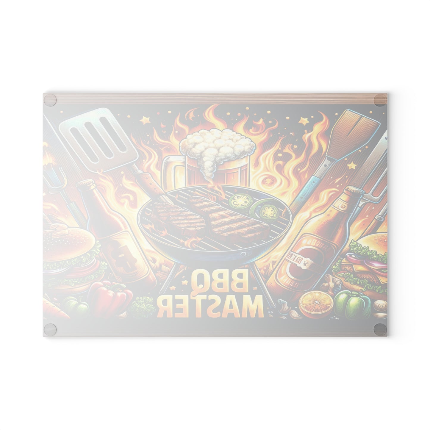 BBQ Master Glass Cutting Board – Bold Grill Style for Backyard Cooking