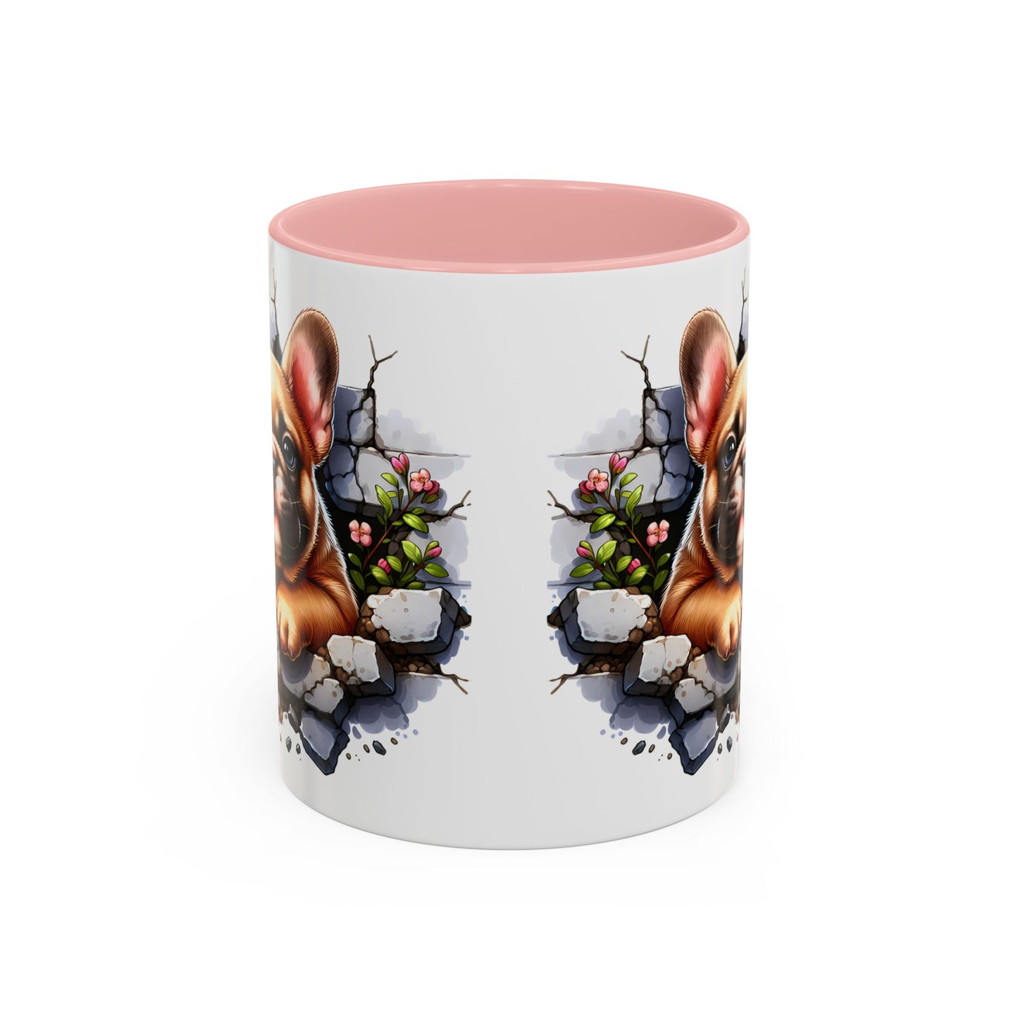 🐾☕ Tan French Bulldog Puppy Accent Mug – Sweet Peek-Through Pup Design ✨