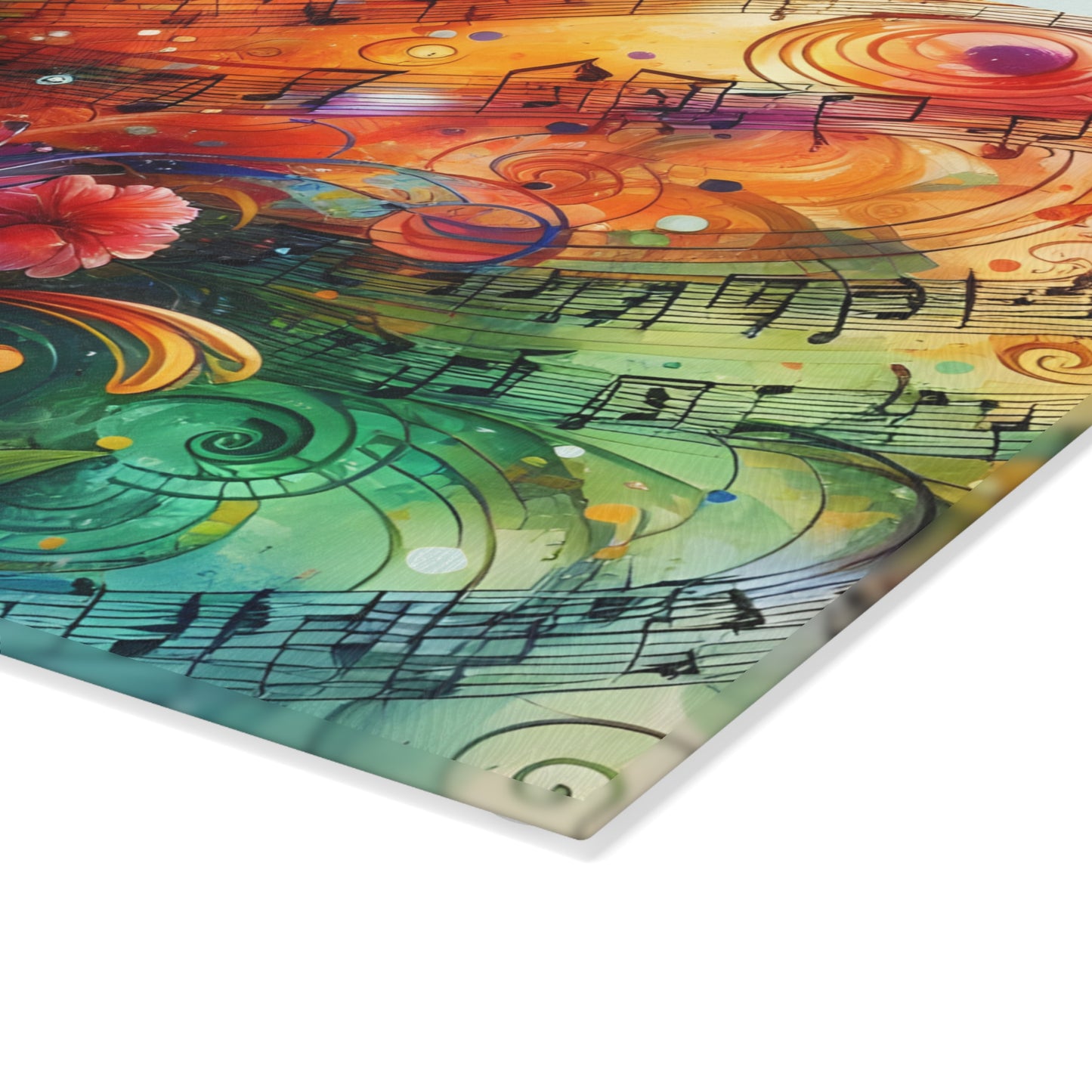 🎶🌺 Music and Flowers Cutting Board – Artistic Harmony for Your Kitchen 🌈