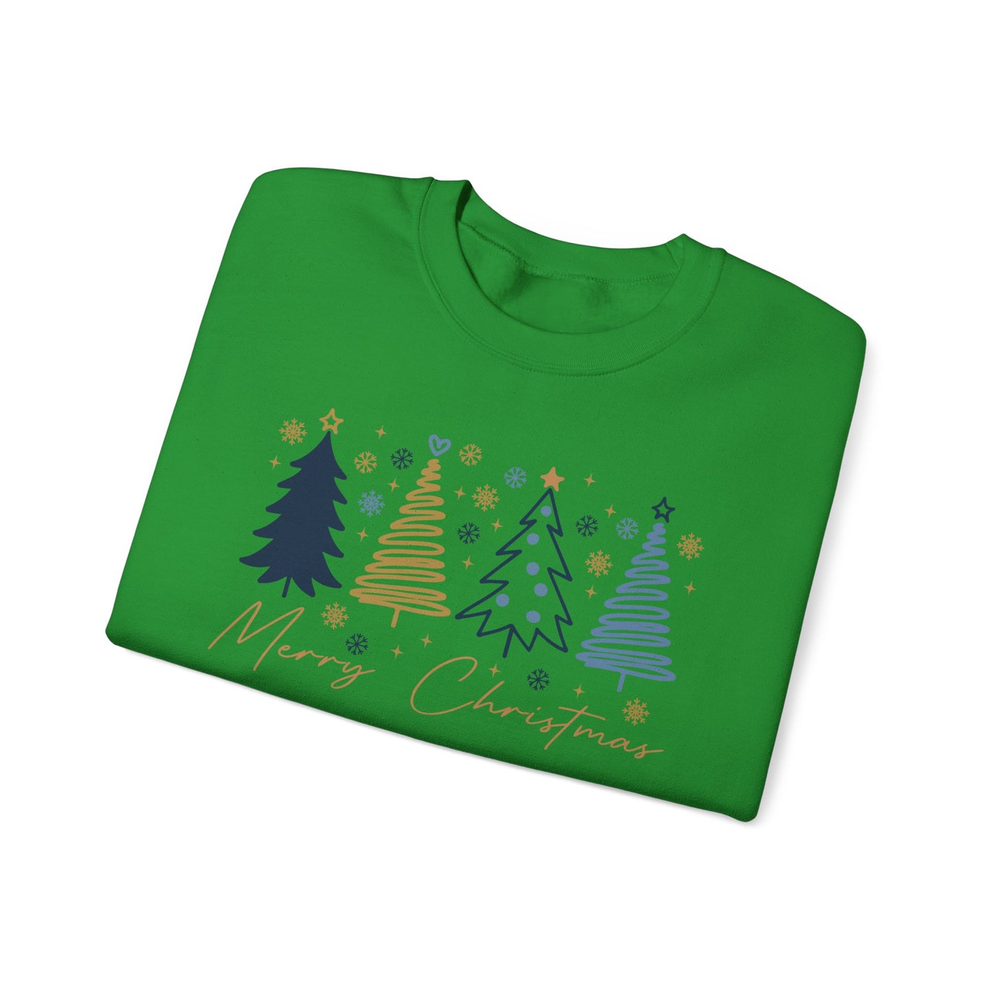 🎄✨ Merry Christmas Sweatshirt – Modern Navy & Gold Holiday Trees ❄️⭐
