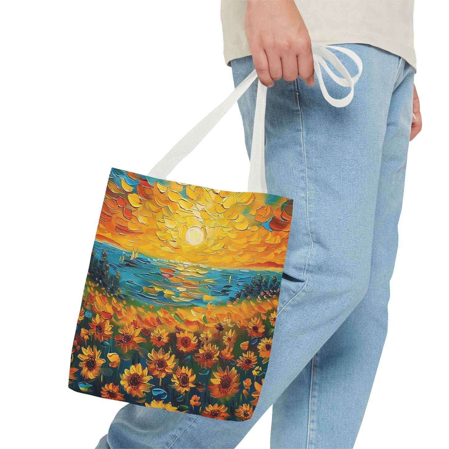🌻 Girasoles al Atardecer – Bolso Tote Vibrante y Artístico 🌅