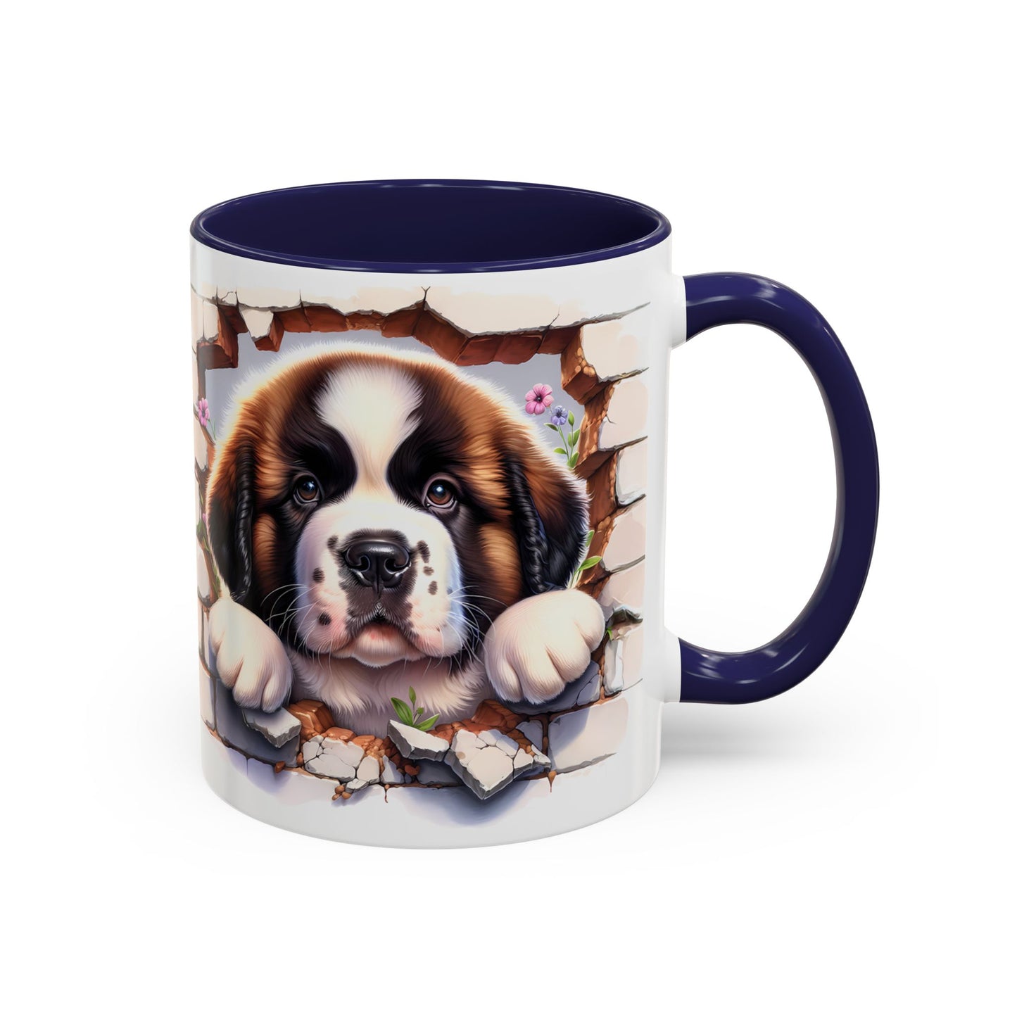 🐾☕ St. Bernard Puppy Peek Accent Mug – Gentle Giant Pup Lover Gift ✨❤️