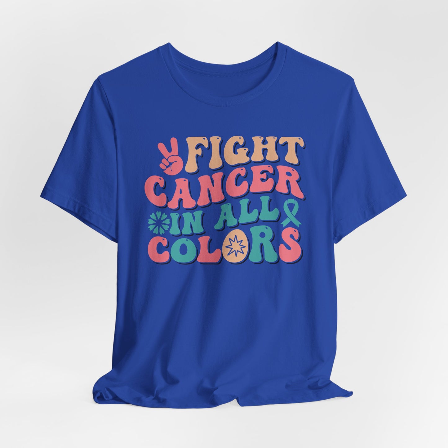 🌈✊ Fight Cancer in All Colors T-Shirt – Bold Retro Awareness Tee for Every Ribbon 🎗️