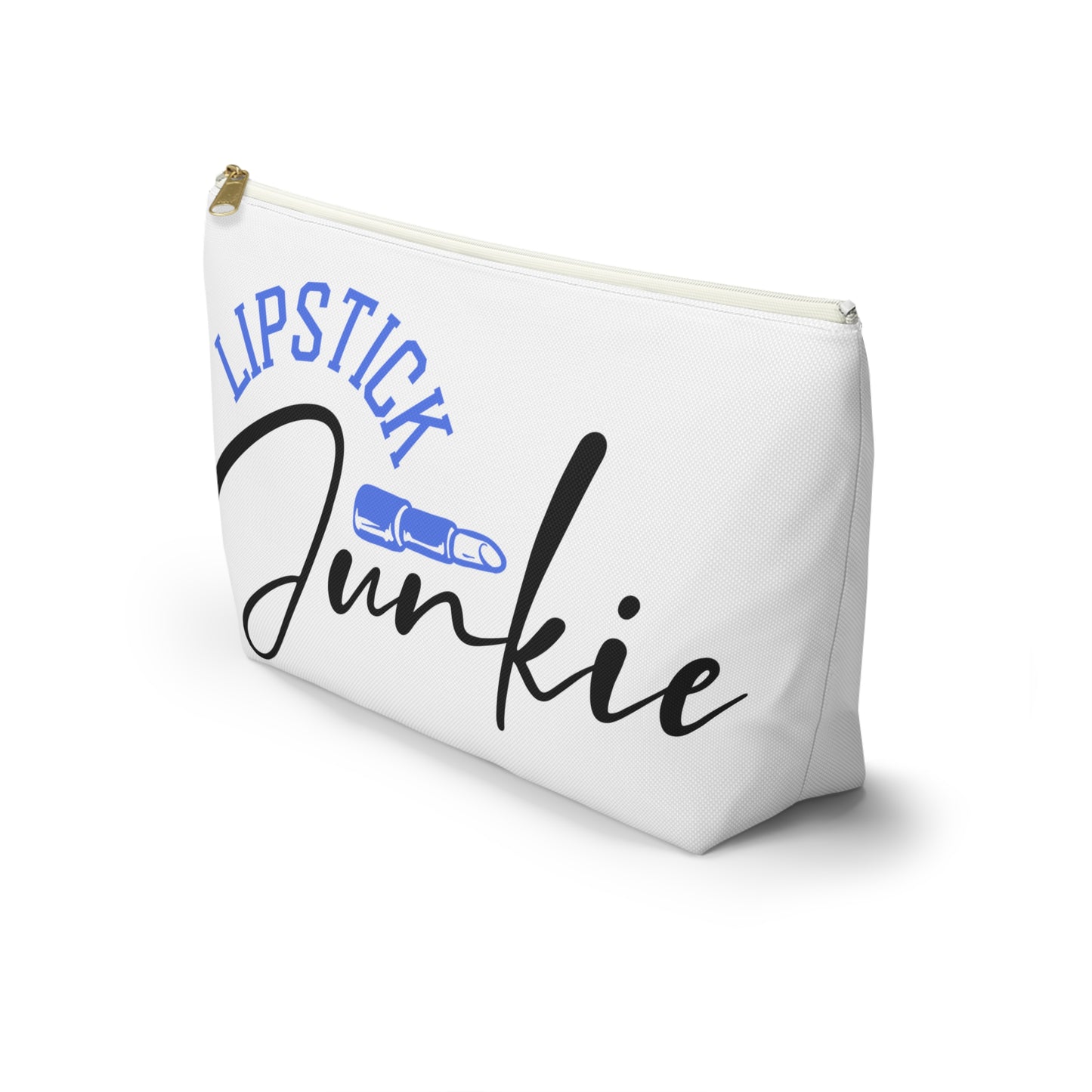 Accessory Pouch – "Lipstick Junkie" Blue Makeup Bag