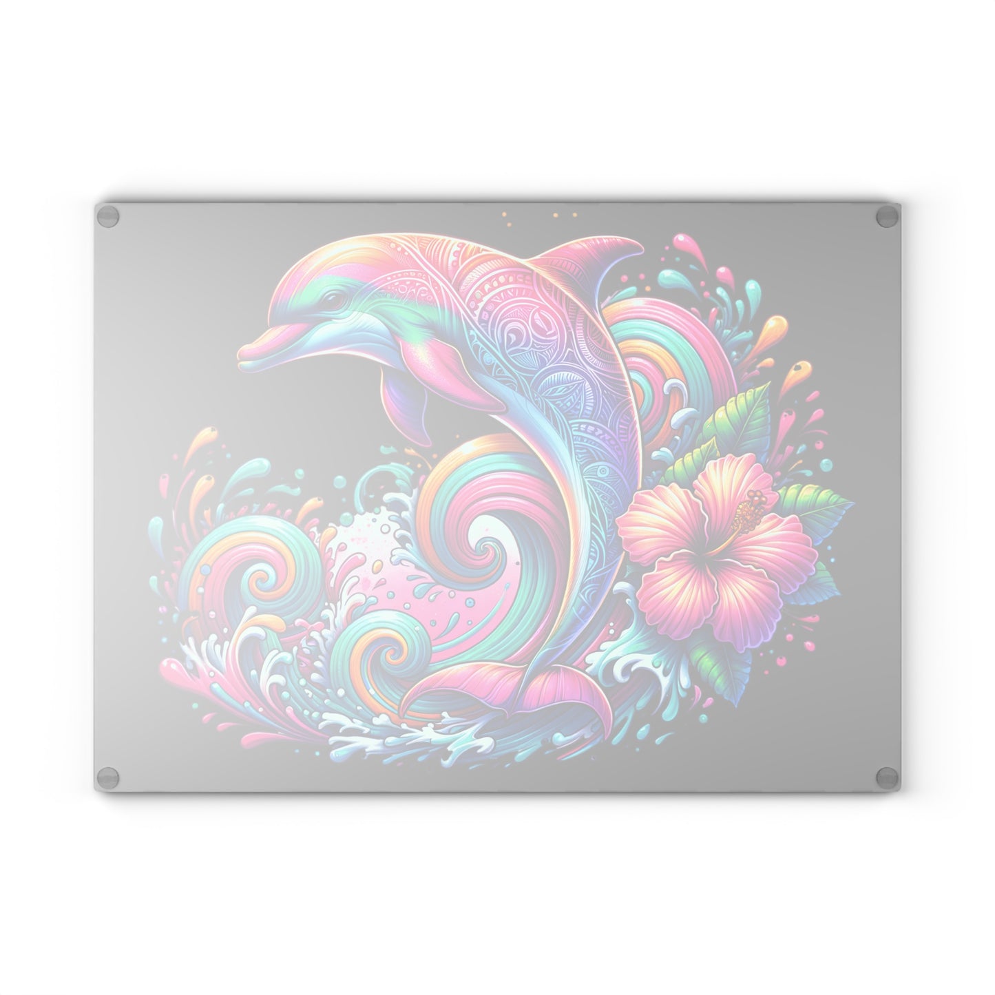 Ocean Breeze Dolphin Glass Cutting Board | Marine Life Kitchen Decor