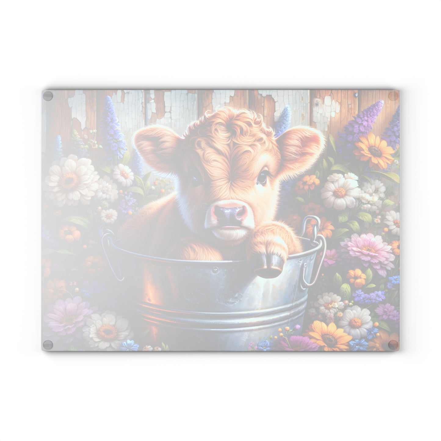 🐮 Wildflower Bucket Calf Cutting Board – Bright Blooms & Farmyard Whimsy for Your Kitchen