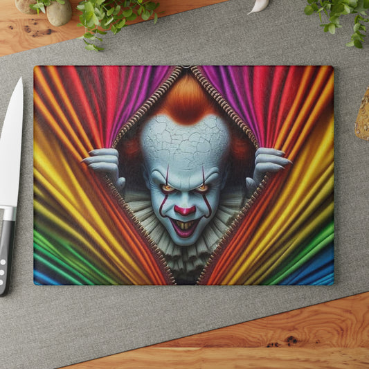 🎪 Rainbow Zipper Clown Cutting Board – A Bold Pop of Chaos for Your Kitchen