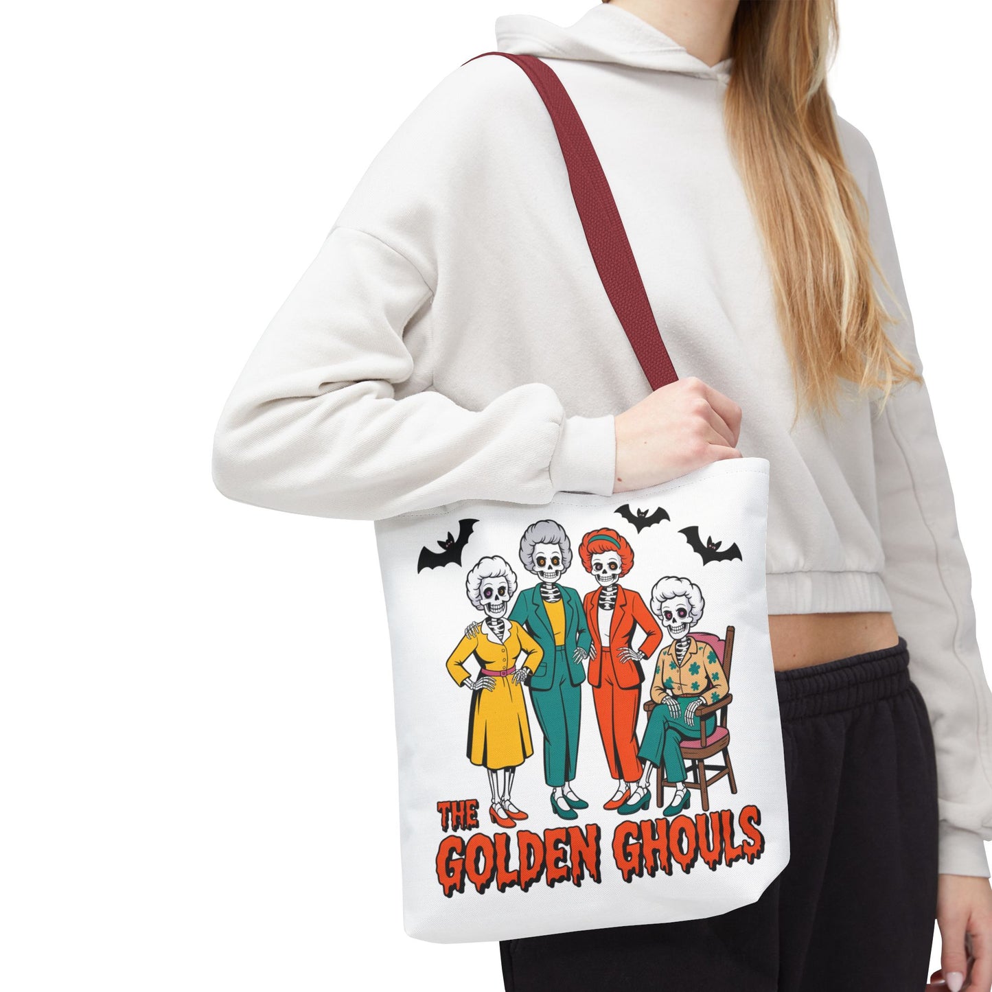 🖤 Retro Skeleton Squad Tote Bag – Spooky Chic Style for Halloween 👻👜