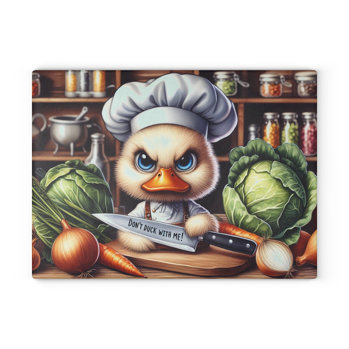 Don’t Duck With Me Glass Cutting Board – Funny Duck Chef Kitchen Art Display