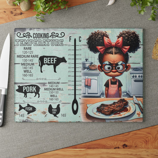 🍴 Funny Cooking Temperature Chart Cutting Board – Sassy Kitchen Decor with a Side of Humor