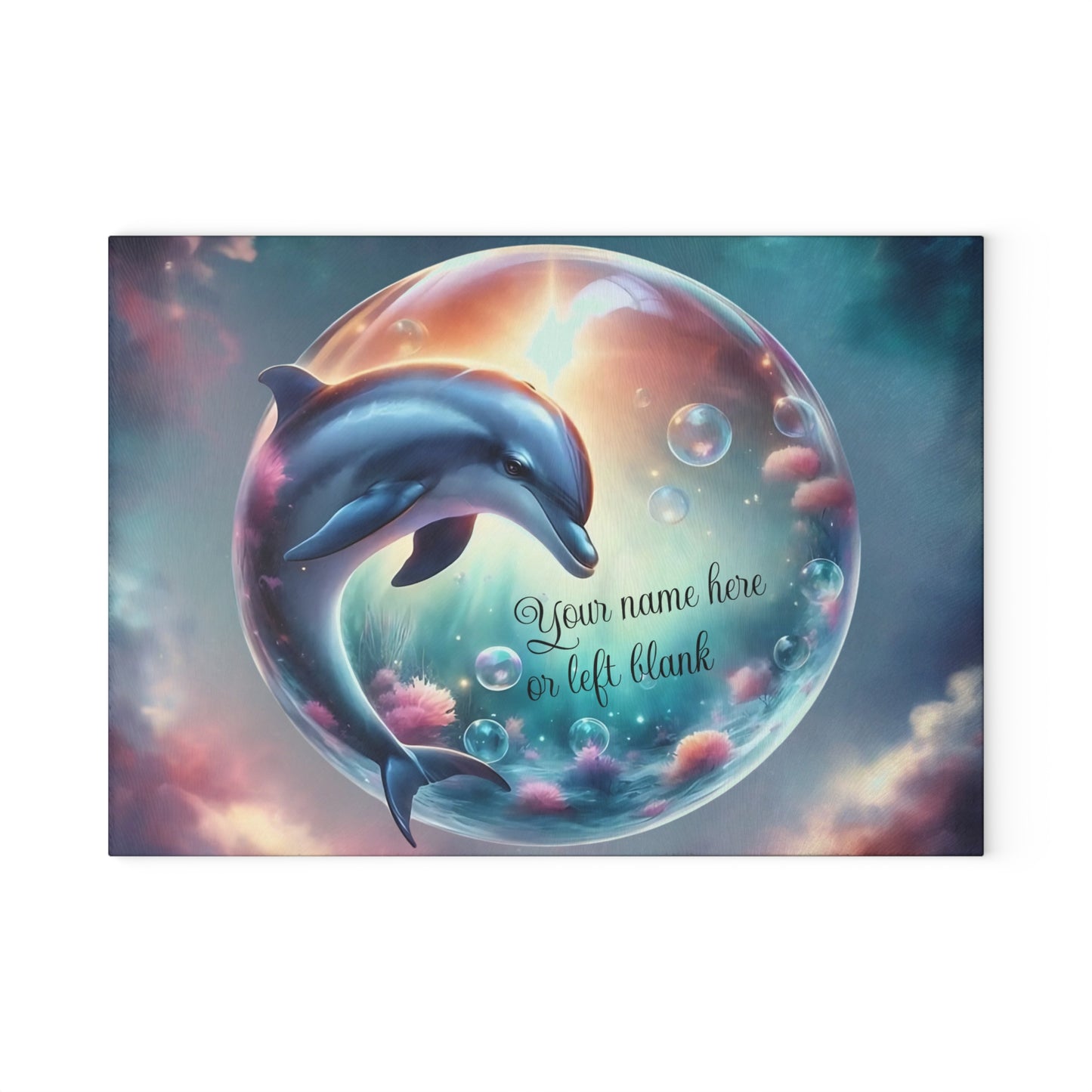 Tabla de cortar con diseño de delfín, vidrio templado con vibrantes escenas de delfines, regalo para chef, regalo para ella, regalo de boda o inauguración de la casa.