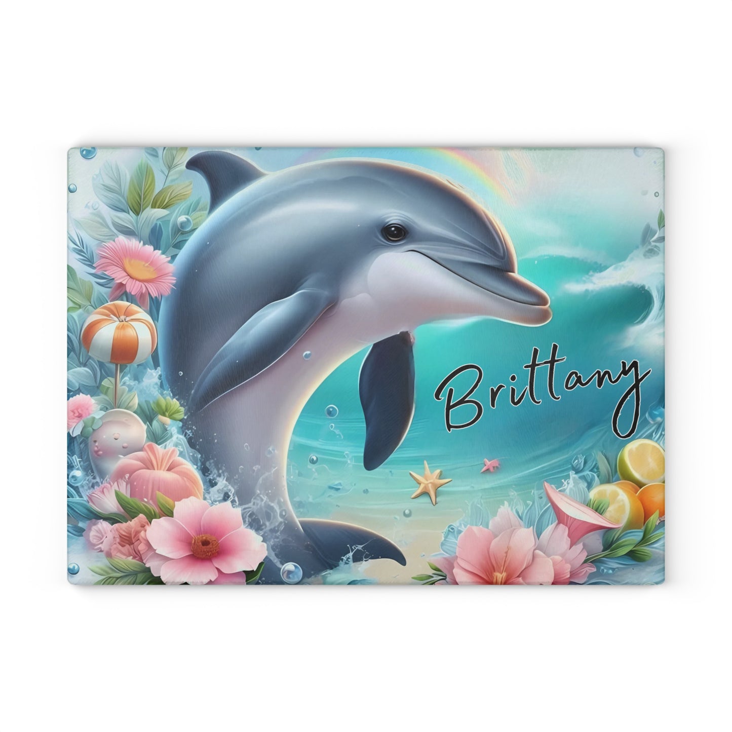 Dolphin Cutting Board, Vibrant Dolphin Scene Tempered Glass, Gift for Chef, Dolphin, Gifts for her, Wedding Housewarming Gift