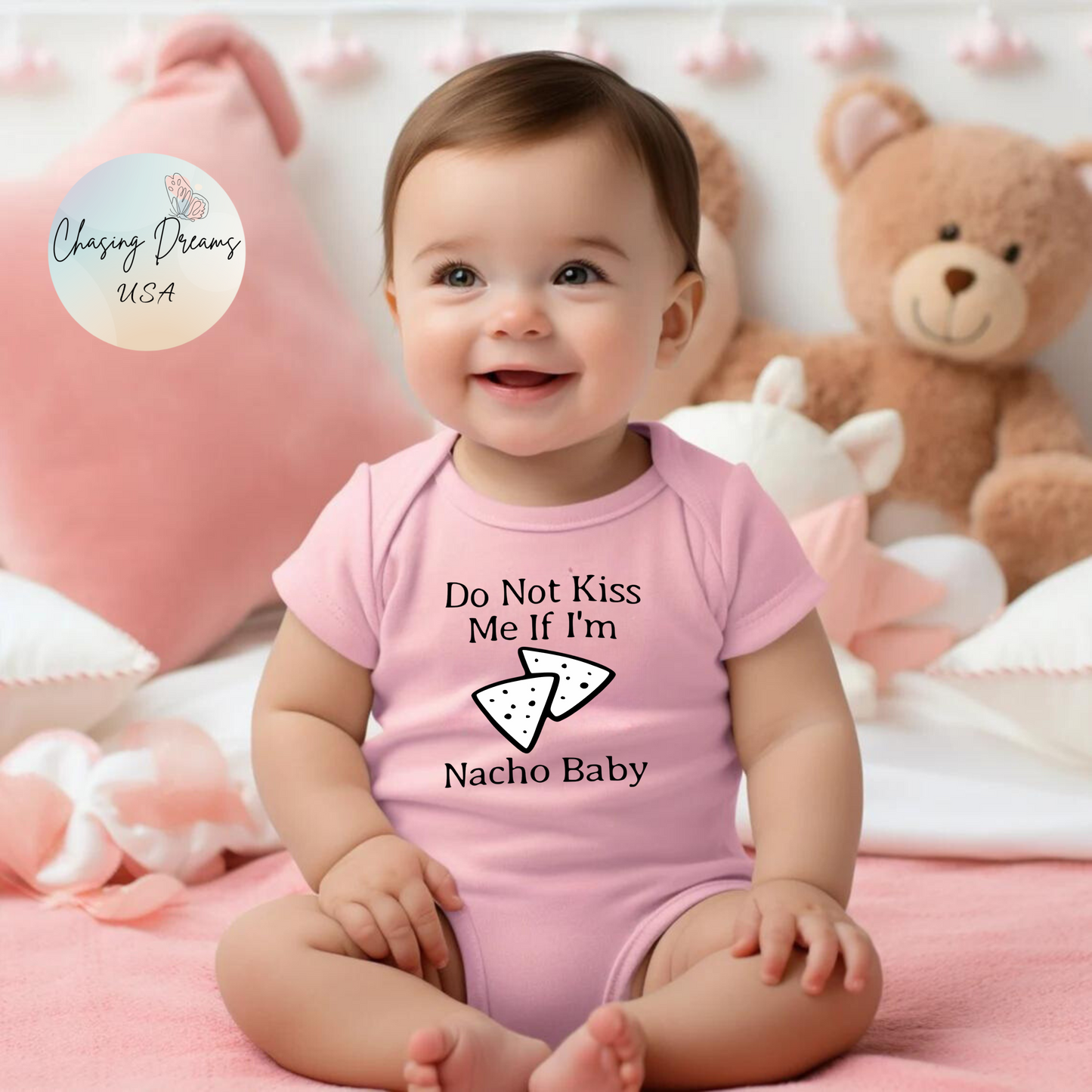 Body de bebé "No me beses si soy Nacho" | Body divertido con nachos | Opción orgánica disponible