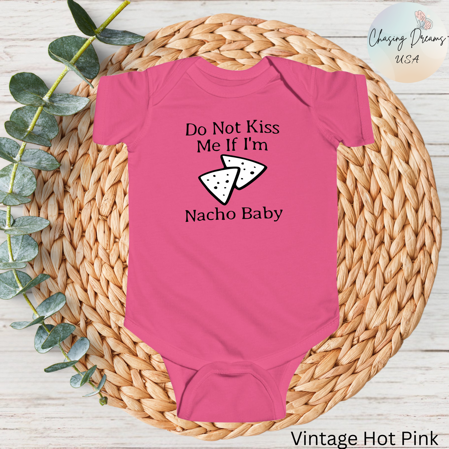Body de bebé "No me beses si soy Nacho" | Body divertido con nachos | Opción orgánica disponible