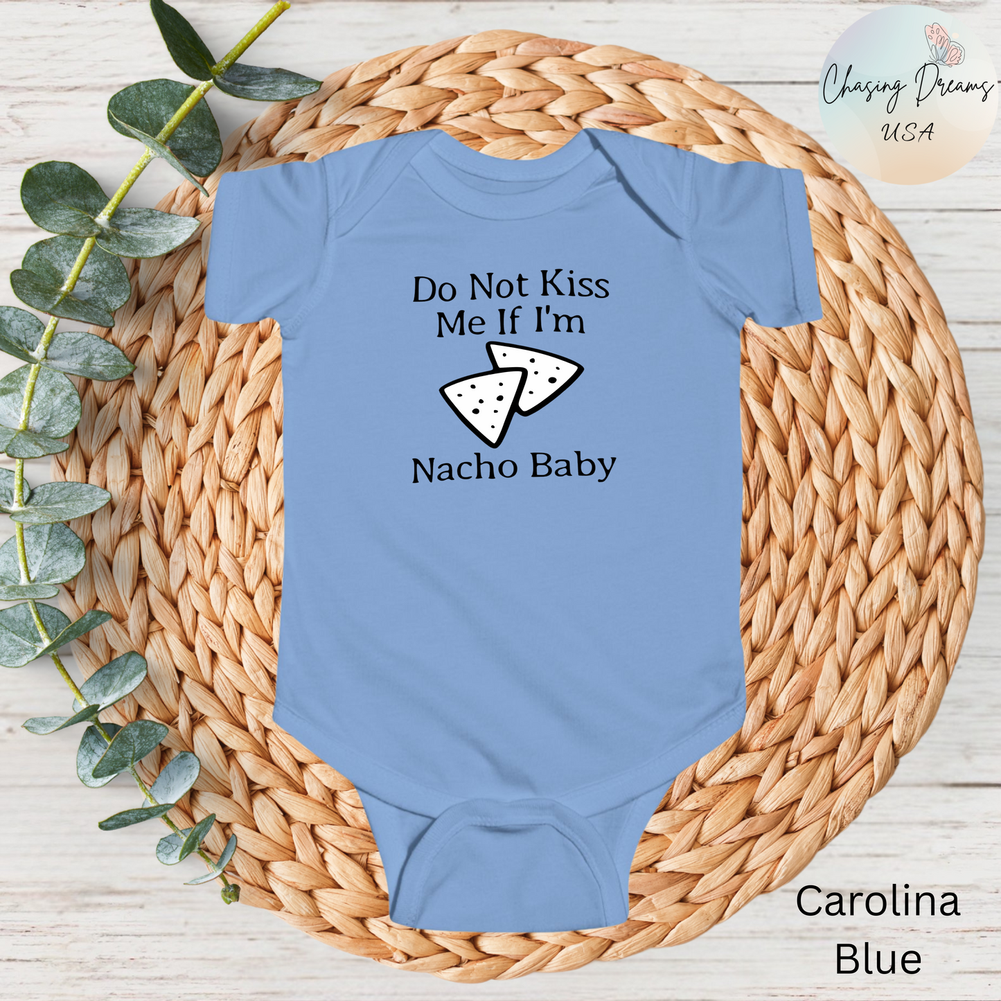Body de bebé "No me beses si soy Nacho" | Body divertido con nachos | Opción orgánica disponible