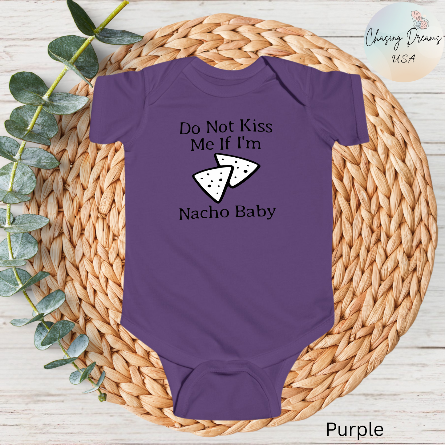 Body de bebé "No me beses si soy Nacho" | Body divertido con nachos | Opción orgánica disponible