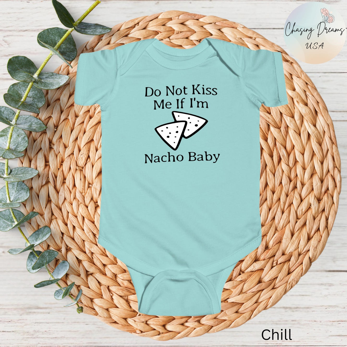 Body de bebé "No me beses si soy Nacho" | Body divertido con nachos | Opción orgánica disponible