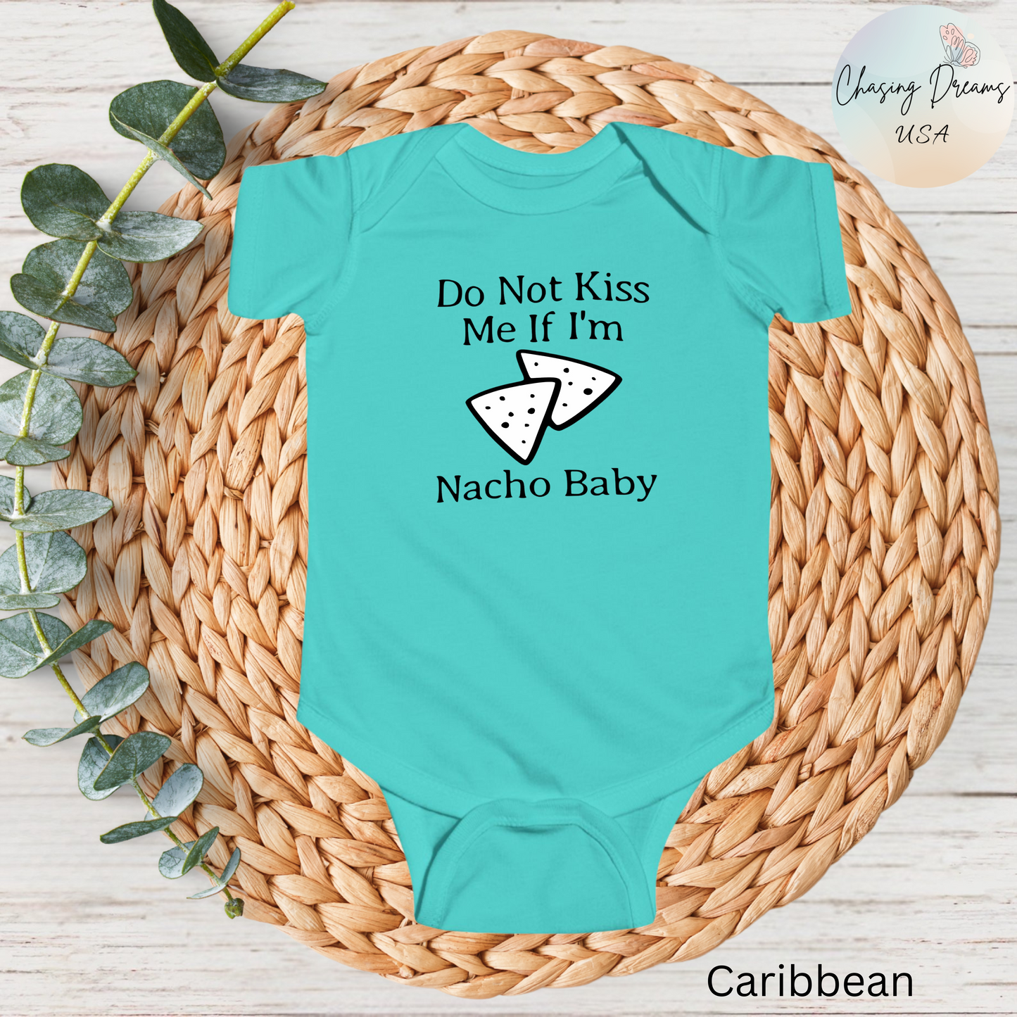 Body de bebé "No me beses si soy Nacho" | Body divertido con nachos | Opción orgánica disponible