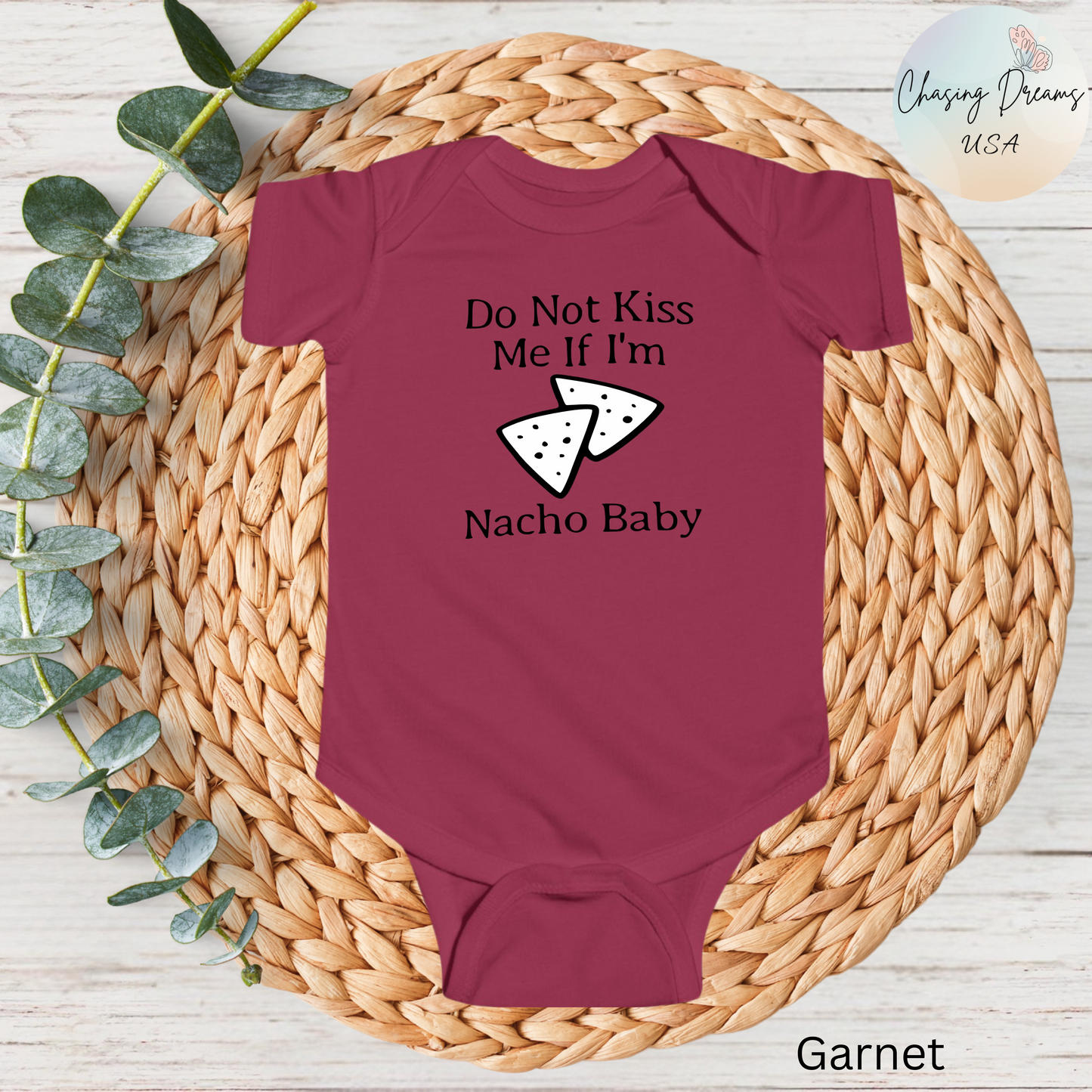Body de bebé "No me beses si soy Nacho" | Body divertido con nachos | Opción orgánica disponible