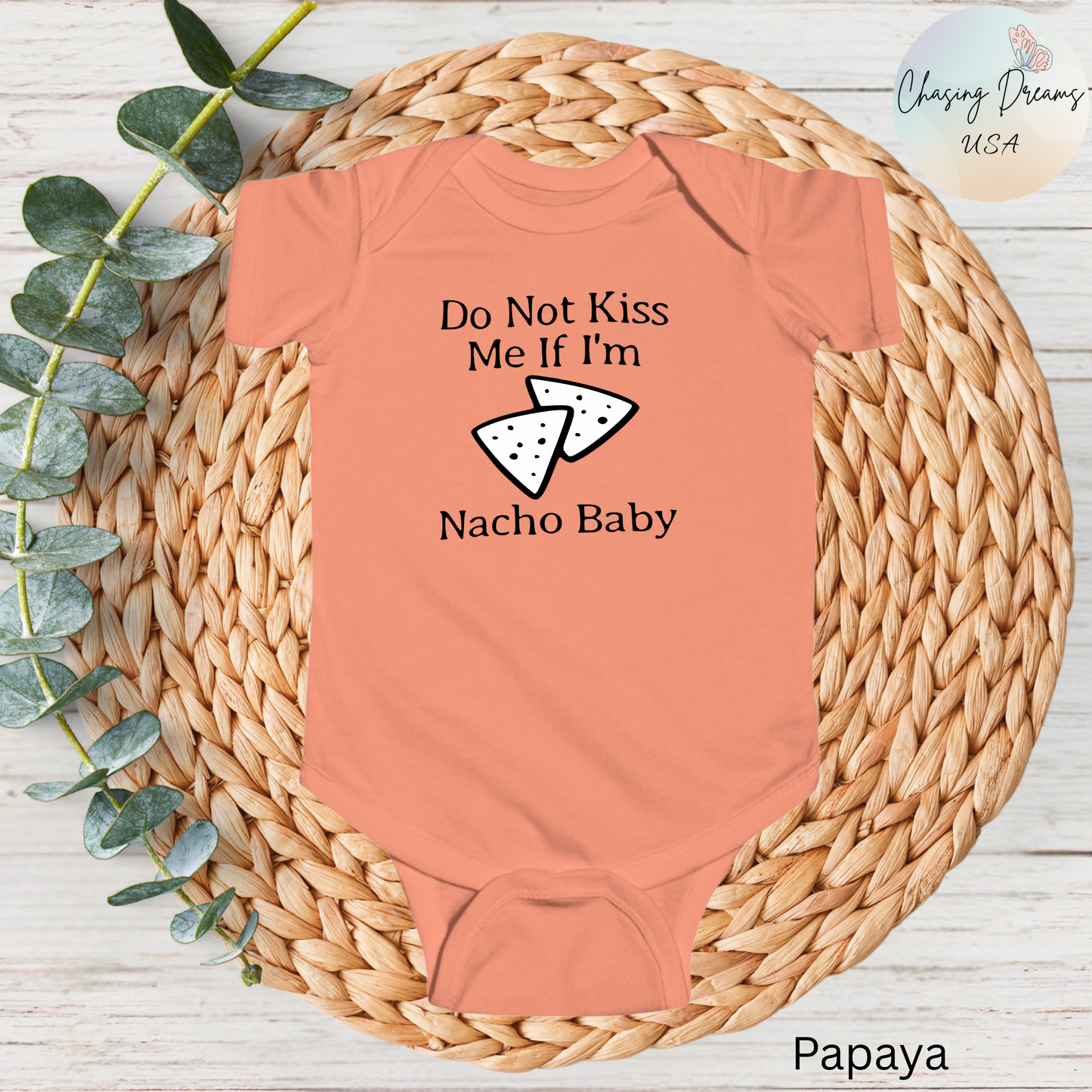 Body de bebé "No me beses si soy Nacho" | Body divertido con nachos | Opción orgánica disponible