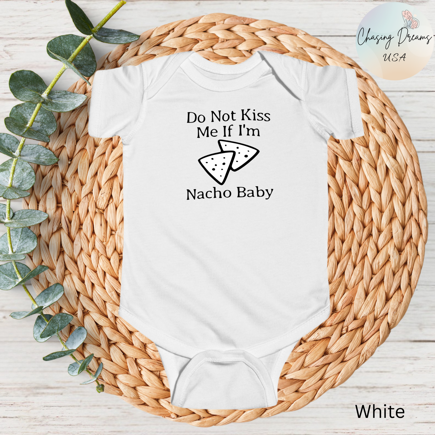 Body de bebé "No me beses si soy Nacho" | Body divertido con nachos | Opción orgánica disponible
