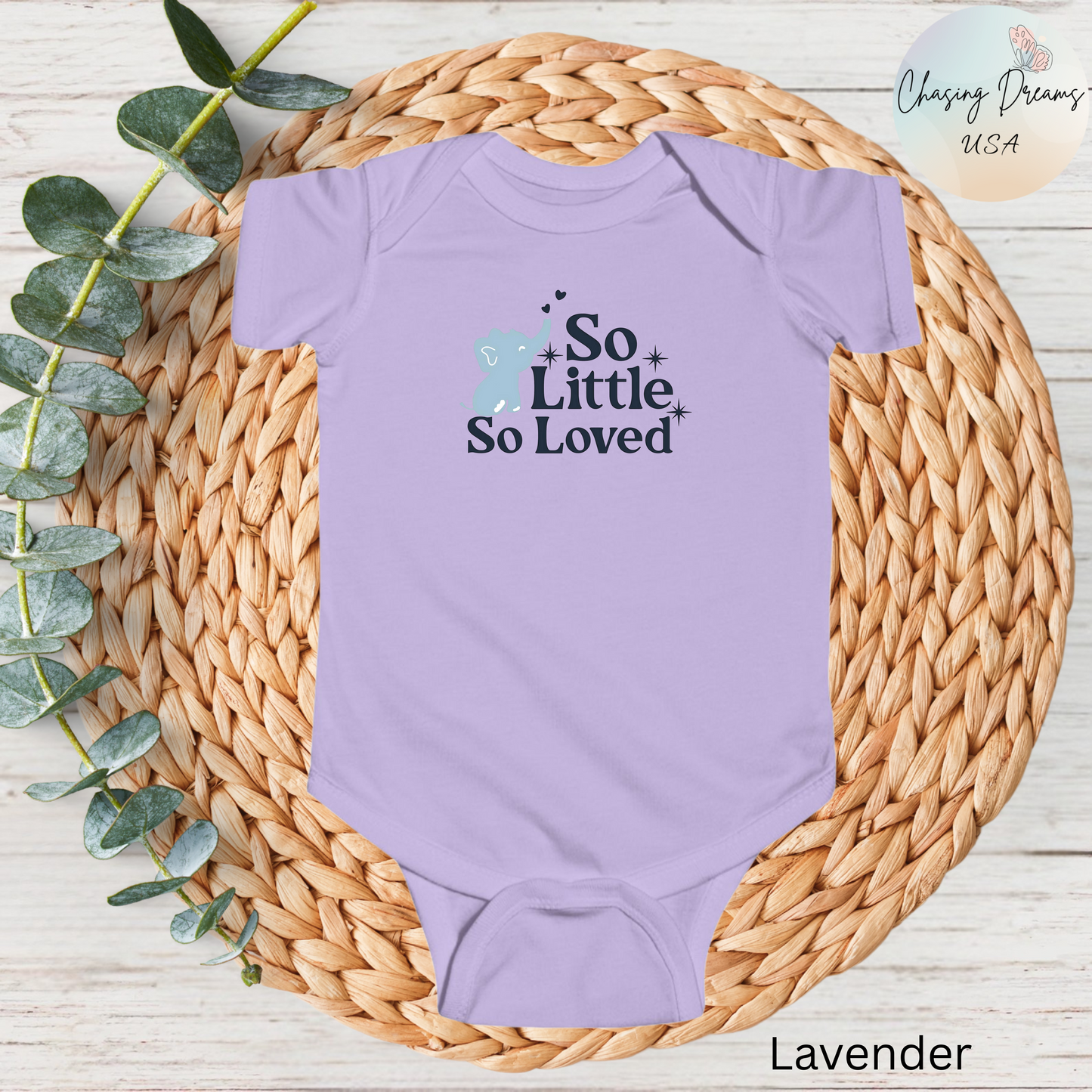 Mono de bebé con elefantito So Little So Loved | Body para bebé | Regalo para baby shower | Conjunto para recién nacido | Disponible en orgánico