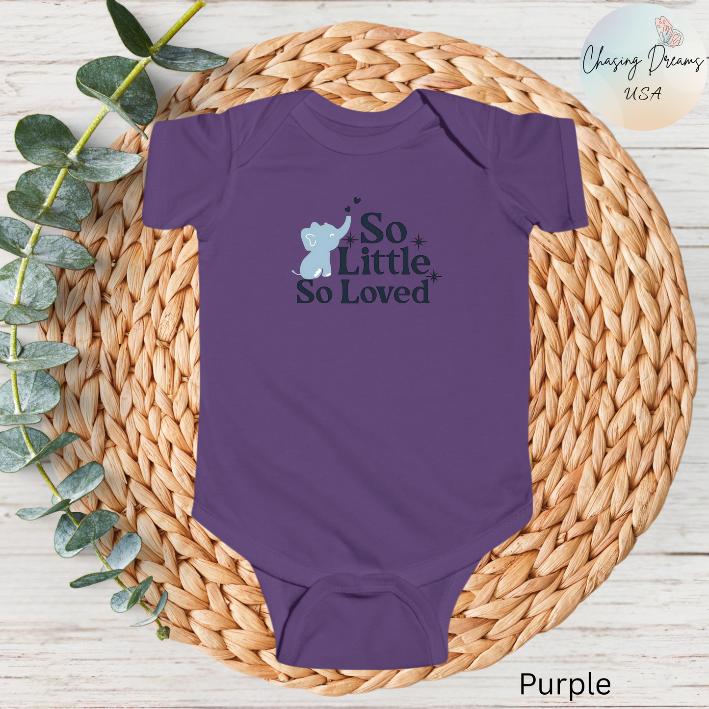 Mono de bebé con elefantito So Little So Loved | Body para bebé | Regalo para baby shower | Conjunto para recién nacido | Disponible en orgánico