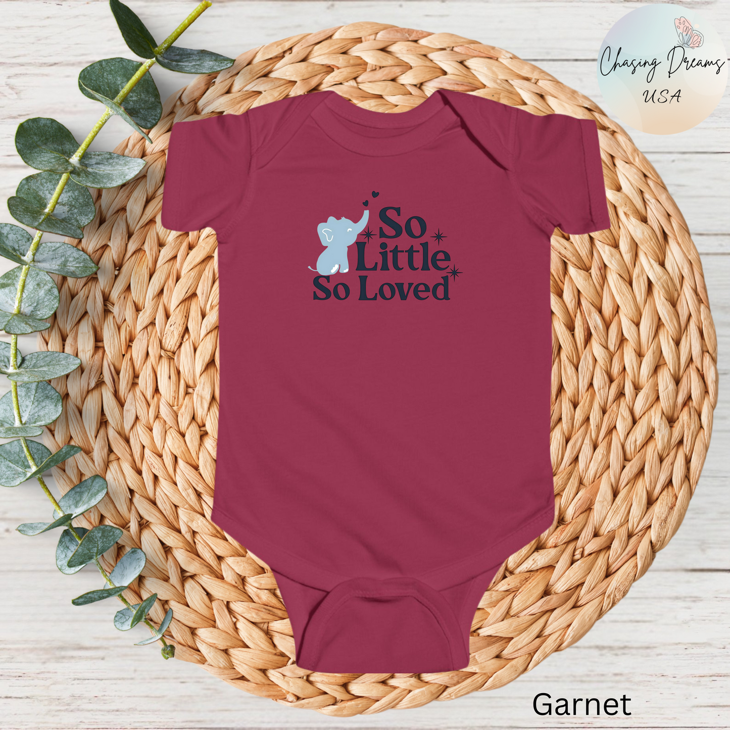 Mono de bebé con elefantito So Little So Loved | Body para bebé | Regalo para baby shower | Conjunto para recién nacido | Disponible en orgánico