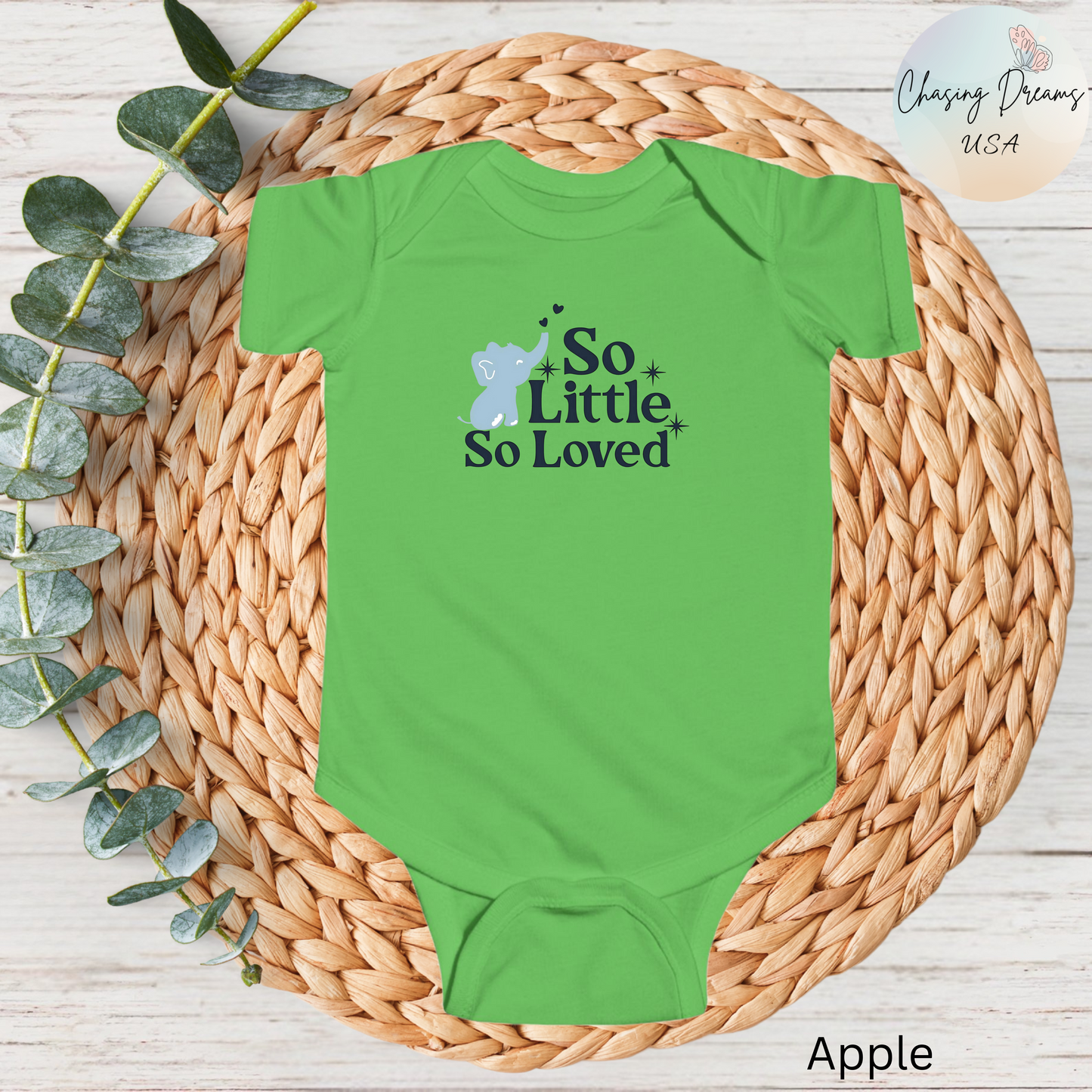 Mono de bebé con elefantito So Little So Loved | Body para bebé | Regalo para baby shower | Conjunto para recién nacido | Disponible en orgánico