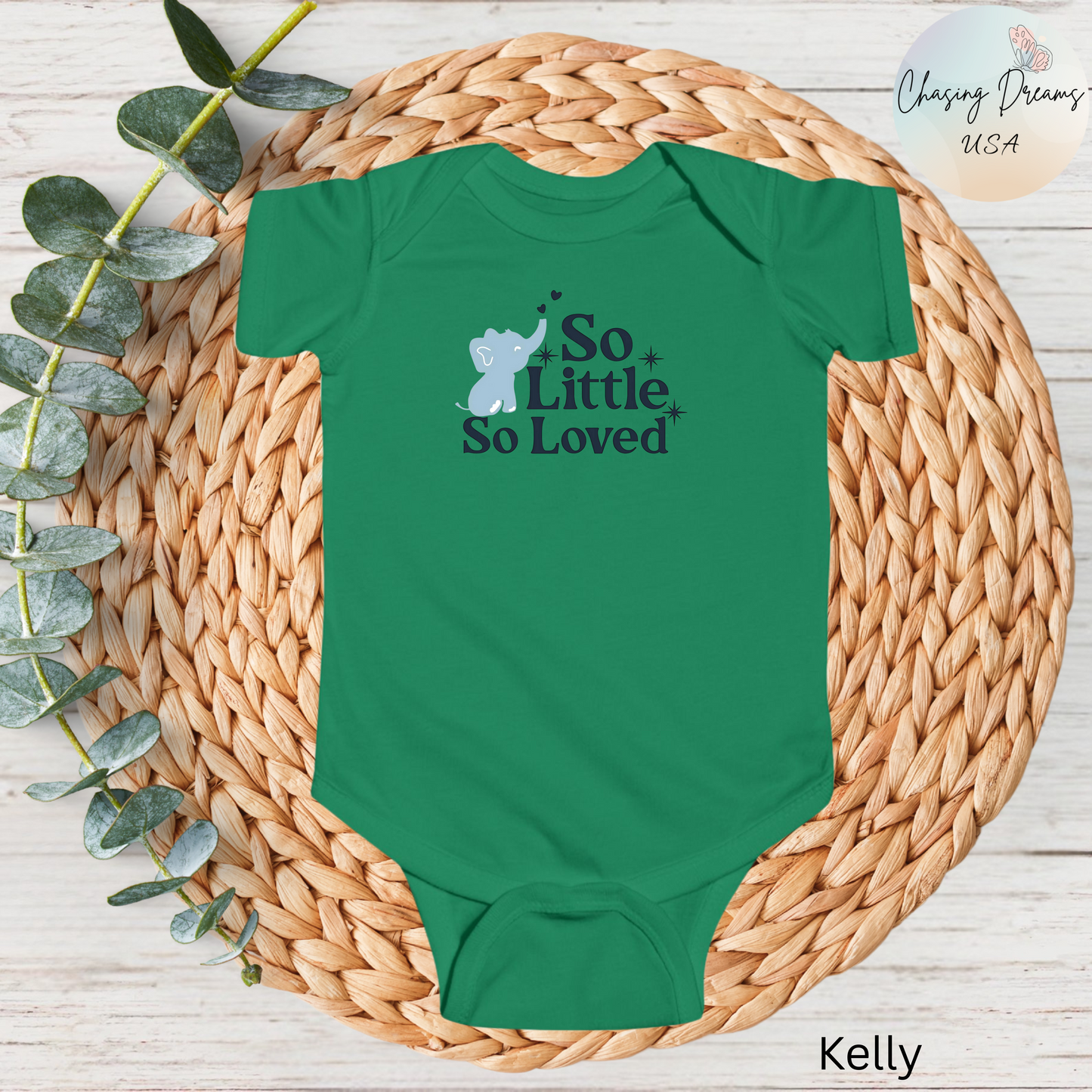 Mono de bebé con elefantito So Little So Loved | Body para bebé | Regalo para baby shower | Conjunto para recién nacido | Disponible en orgánico