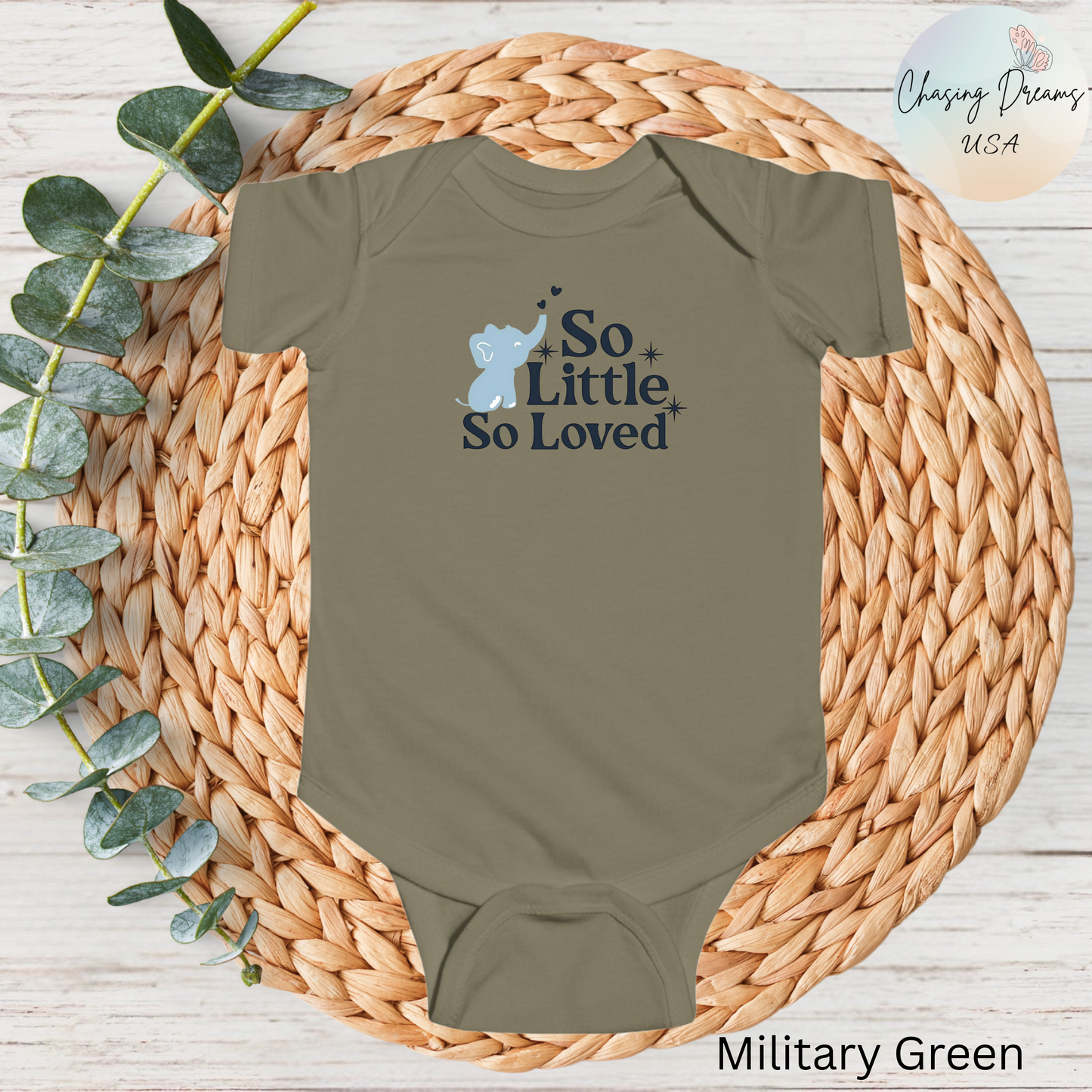 Mono de bebé con elefantito So Little So Loved | Body para bebé | Regalo para baby shower | Conjunto para recién nacido | Disponible en orgánico