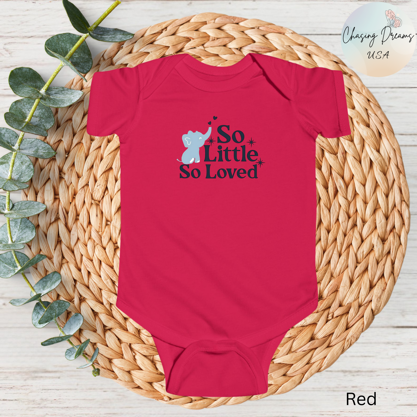 Mono de bebé con elefantito So Little So Loved | Body para bebé | Regalo para baby shower | Conjunto para recién nacido | Disponible en orgánico