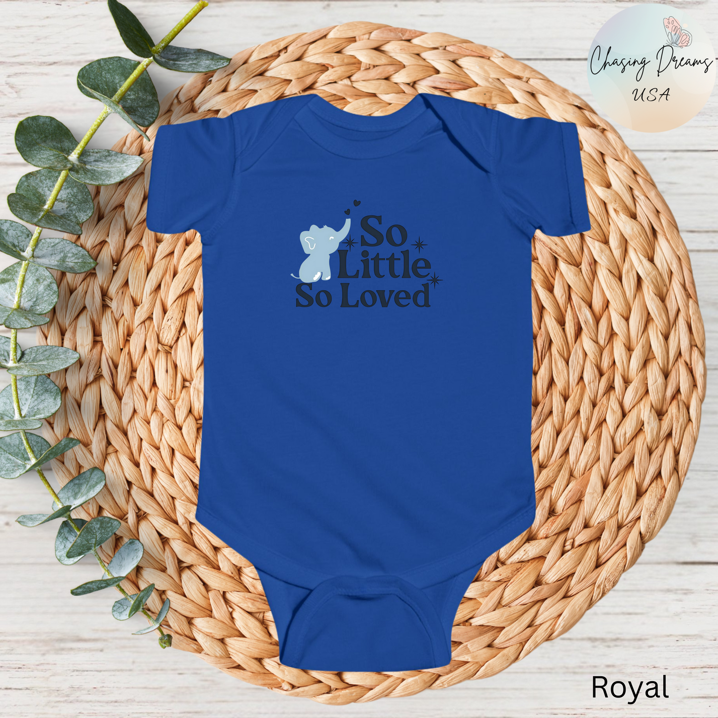 Mono de bebé con elefantito So Little So Loved | Body para bebé | Regalo para baby shower | Conjunto para recién nacido | Disponible en orgánico