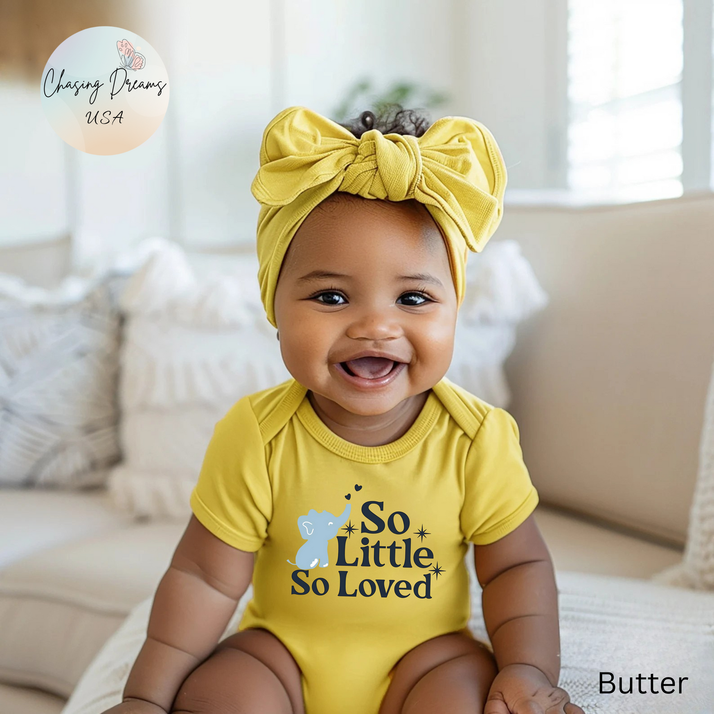 Mono de bebé con elefantito So Little So Loved | Body para bebé | Regalo para baby shower | Conjunto para recién nacido | Disponible en orgánico