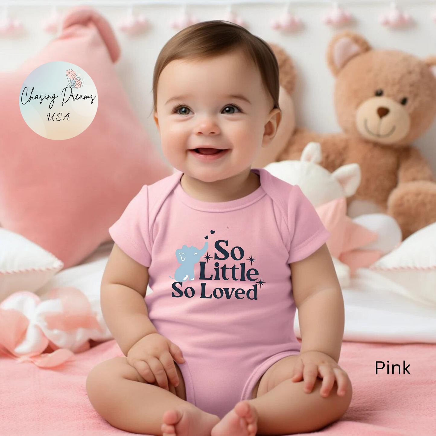 Mono de bebé con elefantito So Little So Loved | Body para bebé | Regalo para baby shower | Conjunto para recién nacido | Disponible en orgánico