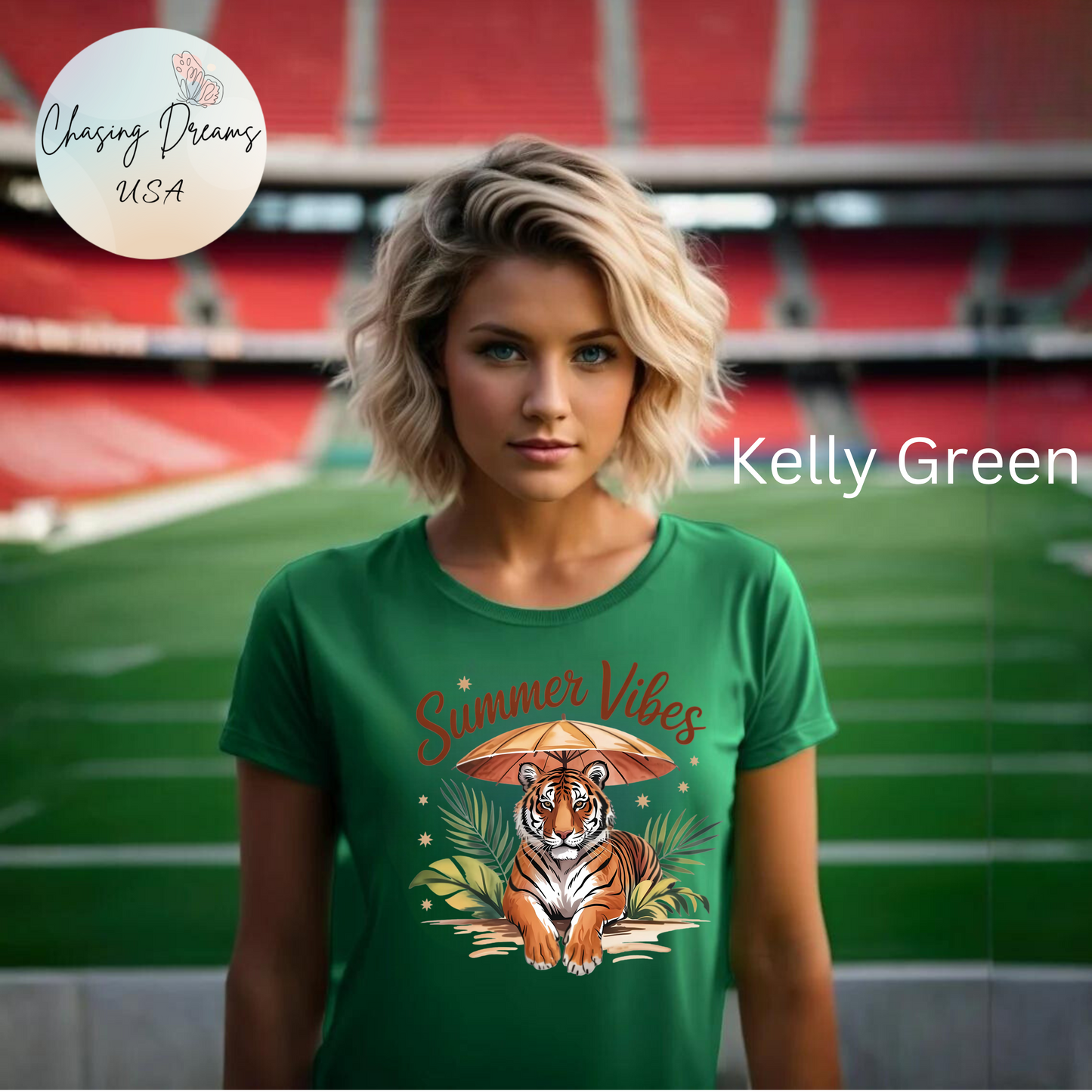 Camiseta Summer Vibes Tiger – Gráfico de palmeras de la selva con paraguas | Múltiples opciones de color