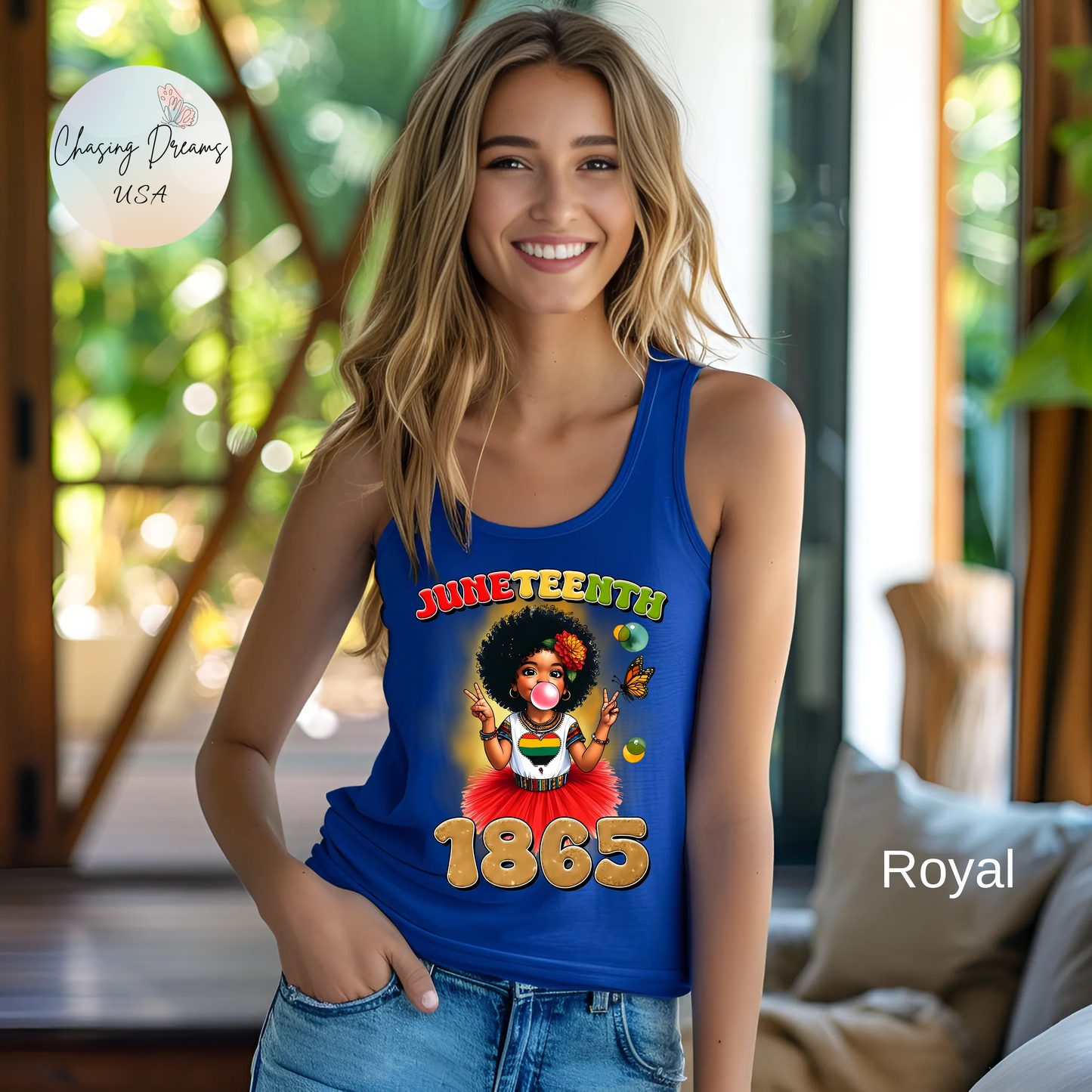 ✊🏽 Juneteenth 1865 – Camiseta sin mangas con espalda deportiva en homenaje a la libertad juvenil
