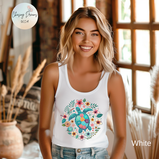 🐢🌊 Serenidad de tortuga marina: camiseta de tirantes con vibraciones pacíficas del océano
