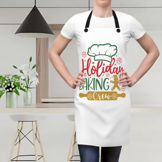 🎄🍪 “Holiday Baking Crew” Christmas Apron – Festive Fun for Kitchen Elves & Cookie Pros