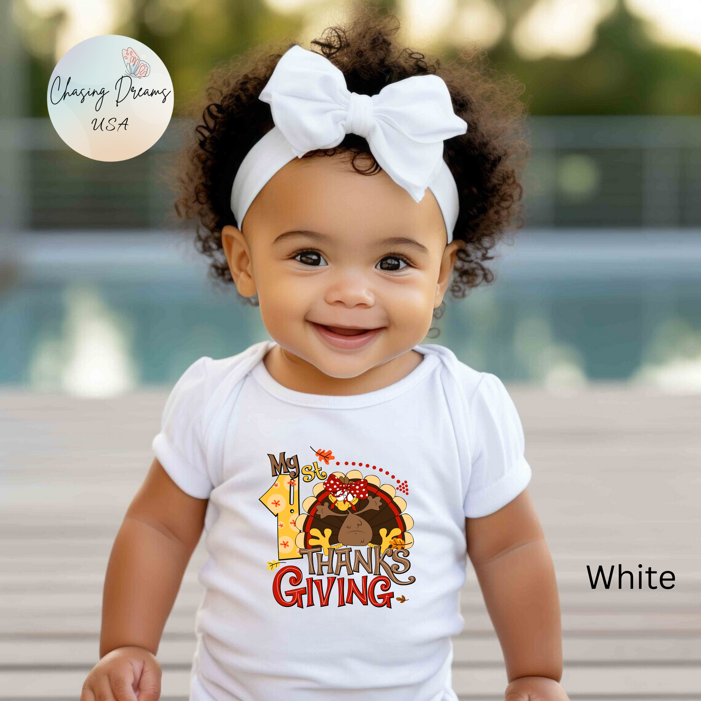 🦃🎀 My 1st Thanksgiving Baby Girl Onesie – Cute Turkey Holiday Outfit 🍂👶