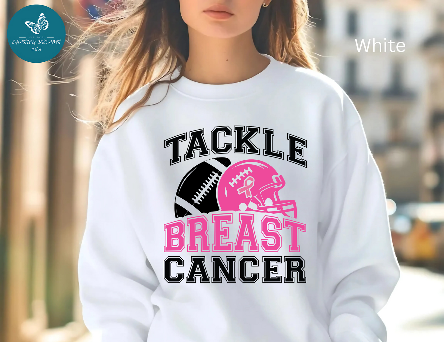 🏈💖 Tackle Breast Cancer Sweatshirt – Pink Ribbon Football Awareness