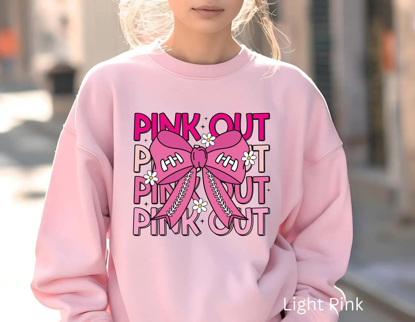 🎀🌸 Pink Out Sweatshirt – Cheer Bow Breast Cancer Awareness