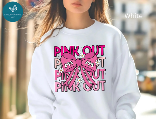 🎀🌸 Pink Out Sweatshirt – Cheer Bow Breast Cancer Awareness