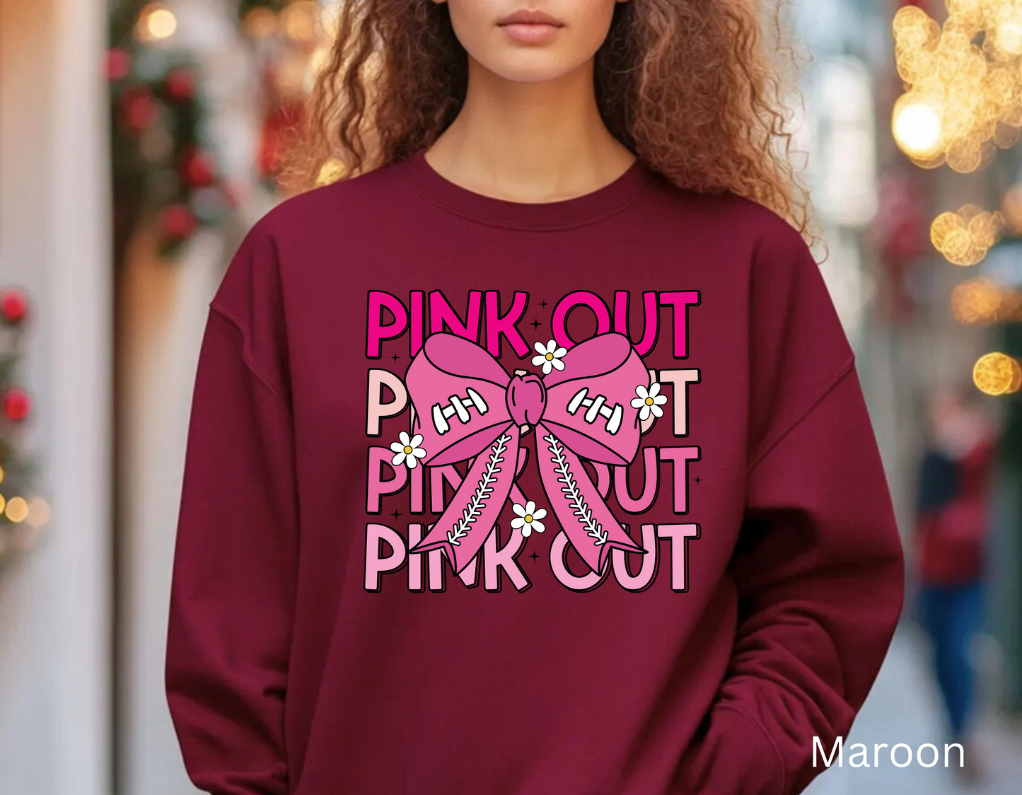 🎀🌸 Pink Out Sweatshirt – Cheer Bow Breast Cancer Awareness