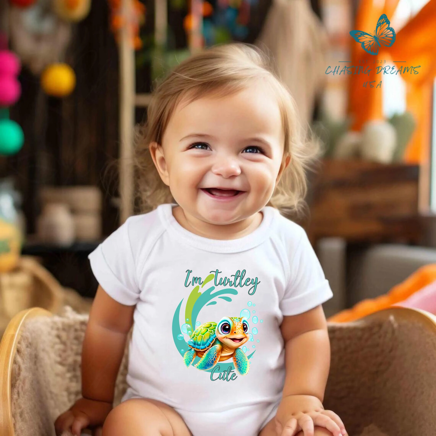 🐢💦 I’m Turtley Cute Baby Onesie – Adorable Sea Turtle Outfit for Babies 🌊👶