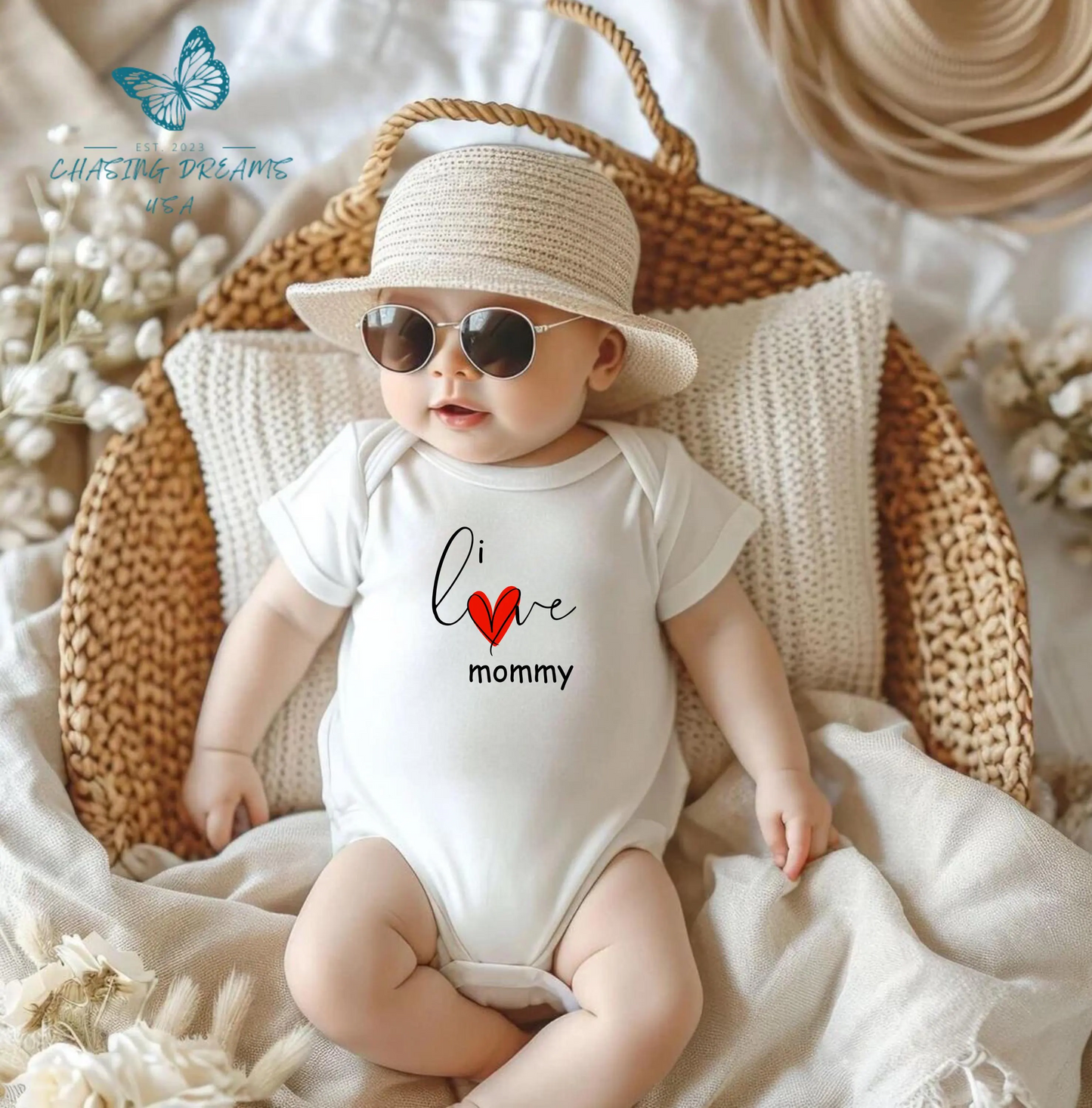 ❤️👶 I Love Mommy Baby Onesie – Sweetheart Print Outfit for Babies 🌸💝